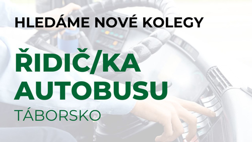 HLEDÁME ŘIDIČE A ŘIDIČKY AUTOBUSU DO OBLASTÍ TÁBOR, SOBĚSLAV A VESELÍ NAD LUŽNICÍ